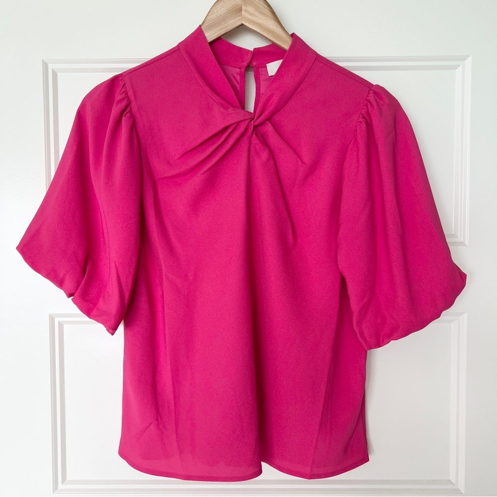 NWT Loft High Neck Twist Bubble Sleeve Blouse - XS